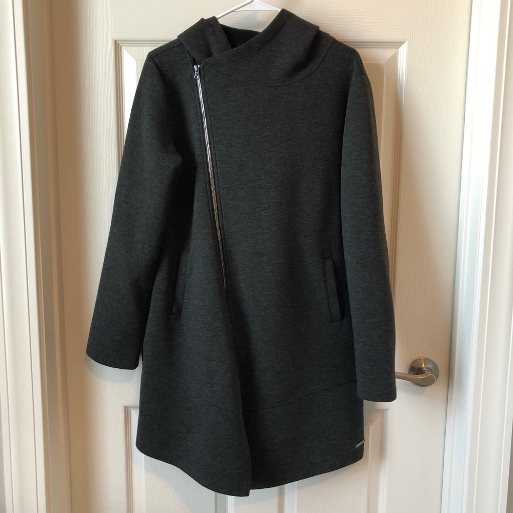 BETSEY JOHNSON GREY HOODED ASYMMETRICAL JACKET